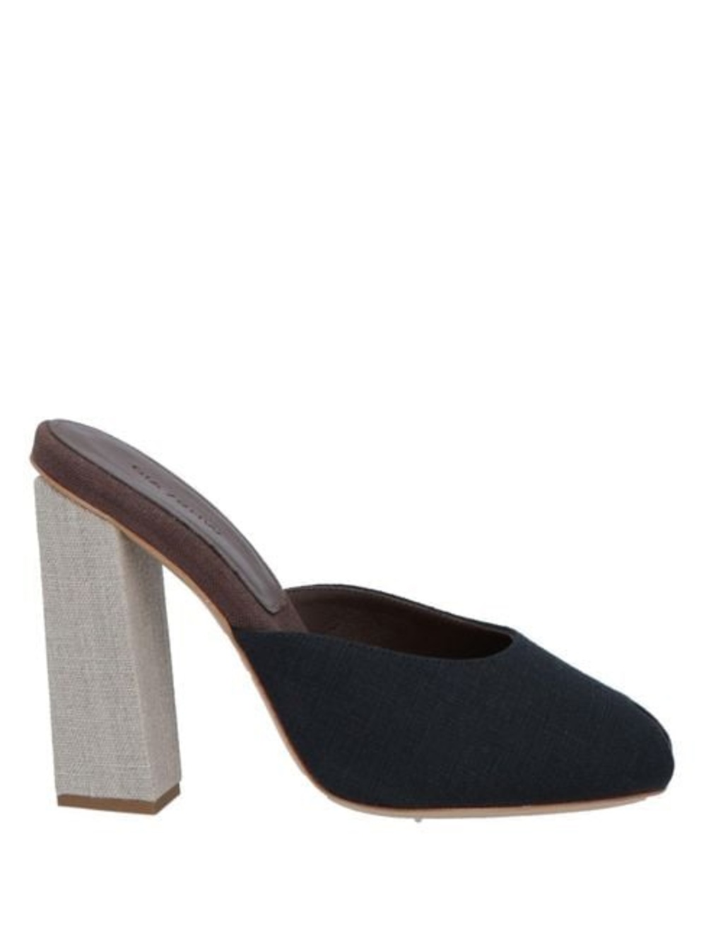 Women’s Black Linen Slip-On Block Heel Mule